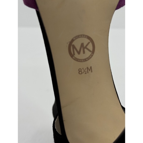 Michael Kors Sivian Suede Ankle Strap Heels Purple Black Stiletto Sandals Sz 8.5 - Picture 9 of 9